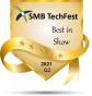 Award ribbon for SMB TechFest Best in Show 2021 Q2 with five stars