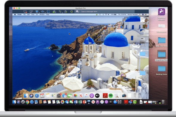 A Macbook using Splashtop to access a remote computer.