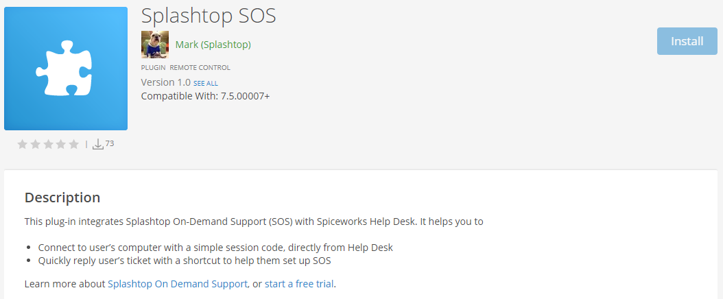 Splashtop On-Demand Support (SOS) with Spiceworks Help Desk
