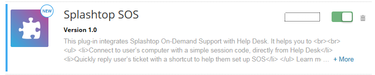 Splashtop SOS plugin description for version 1.0